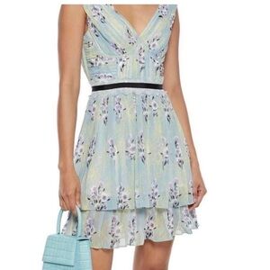 Self portrait blue/green  floral mini dress US 2 NWT